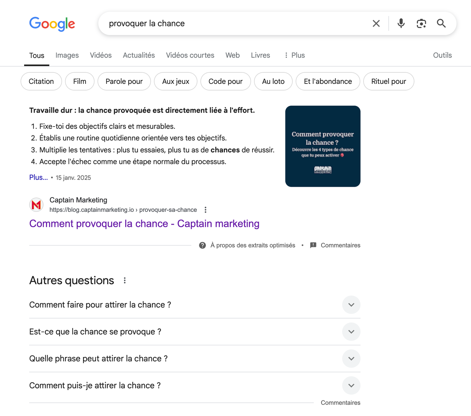 Exemple de résultats "AIO"