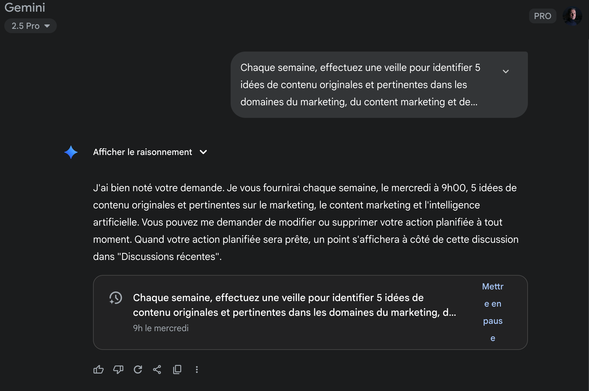 Tâches sur Gemini