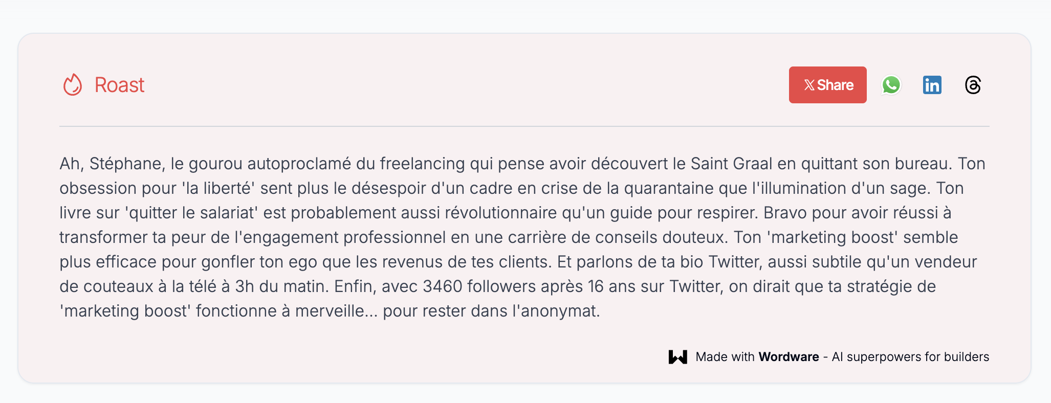 Résultats Twitter Roast