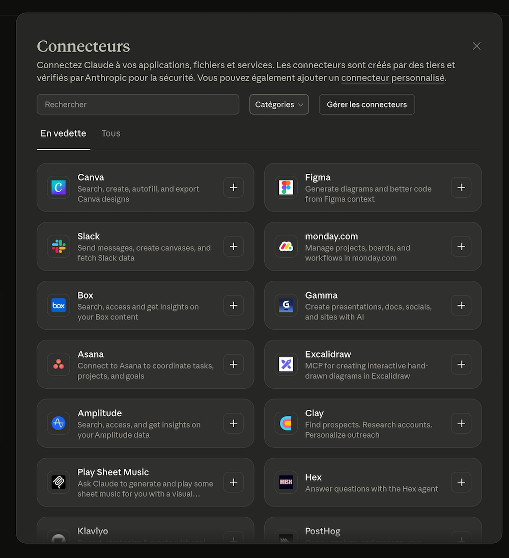 Les connecteurs dans Claude